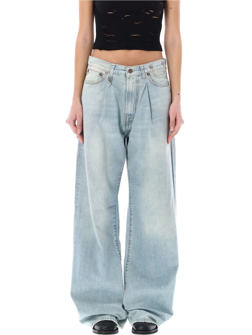 R13 women’s light Shopbop revolve blue wide leg Damon pleated jeans size 32